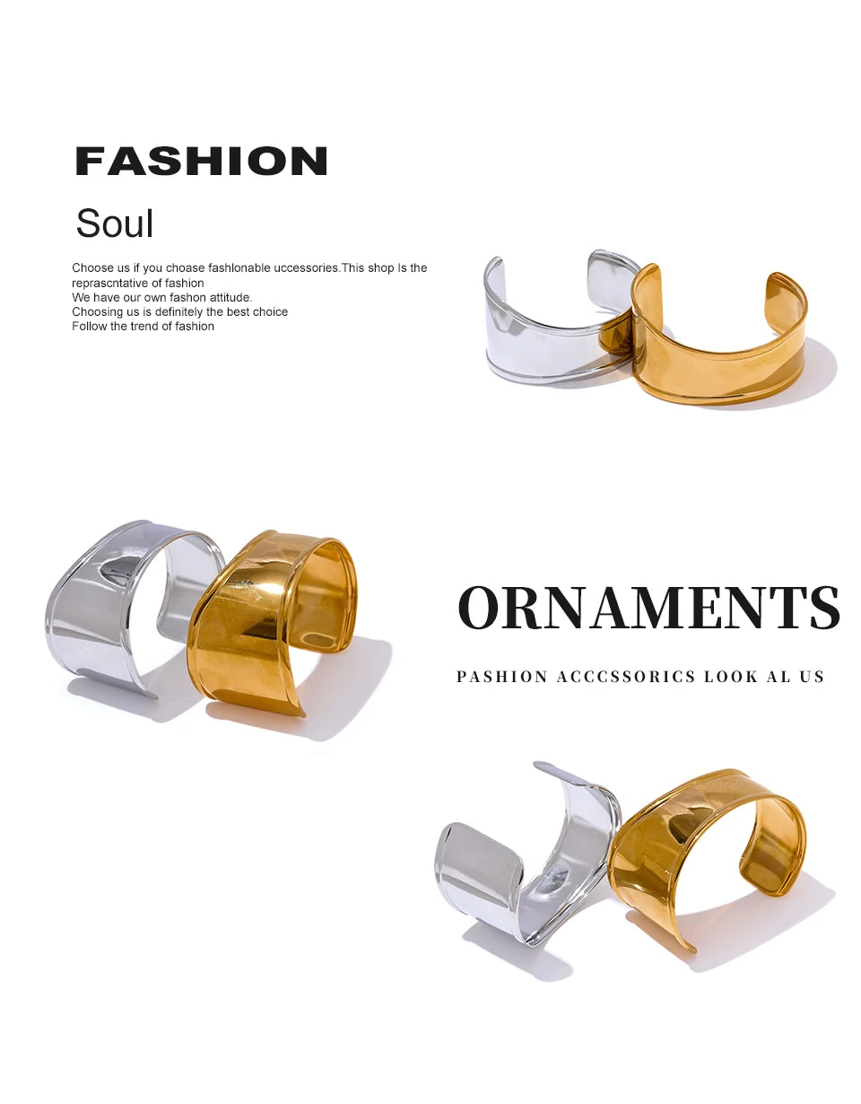High-Quality Stainless Steel Wide Cuff Bracelet