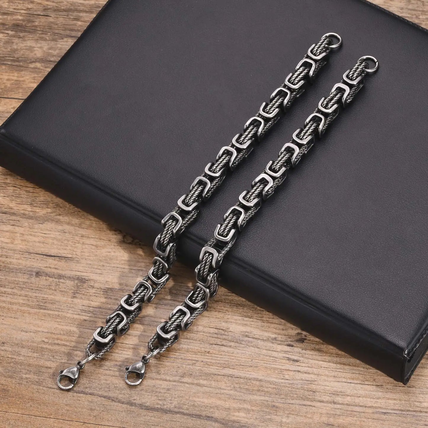 Chunky Braided Link Wristband Bracelets