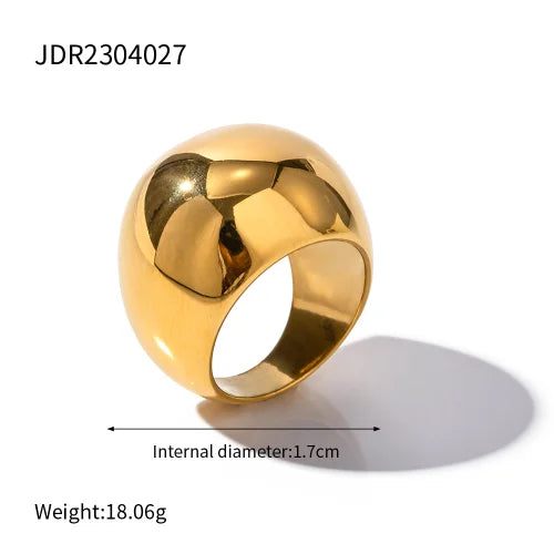 18K Gold Plated Stainless Steel Geometric Fashion Rings