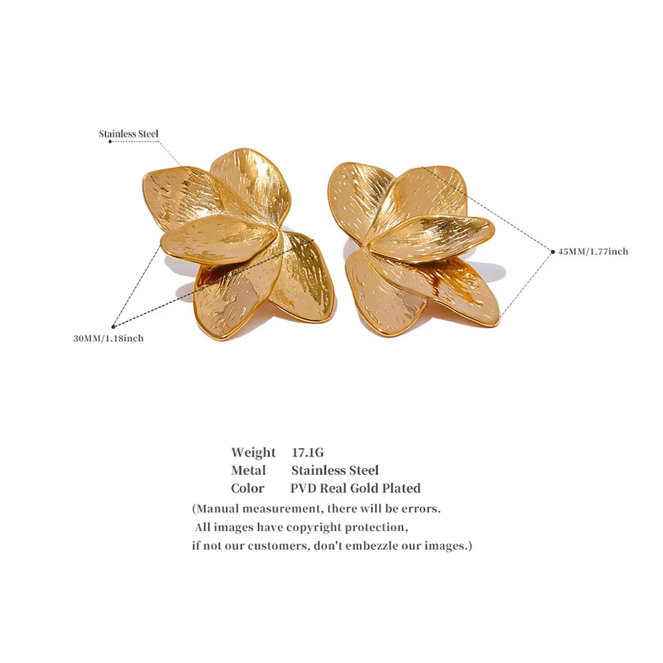 Waterproof 316L Stainless Steel Flower Stud Earrings