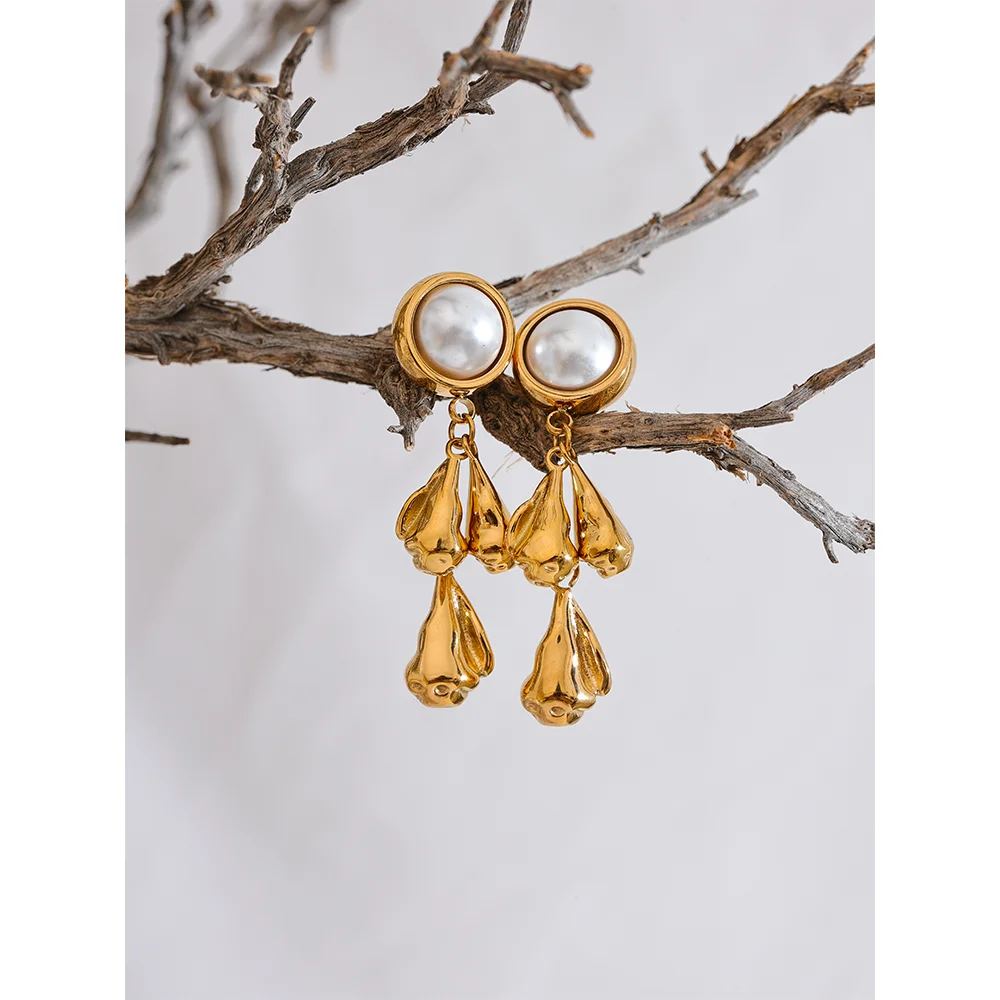Vintage Flower & Pearl Drop Earrings