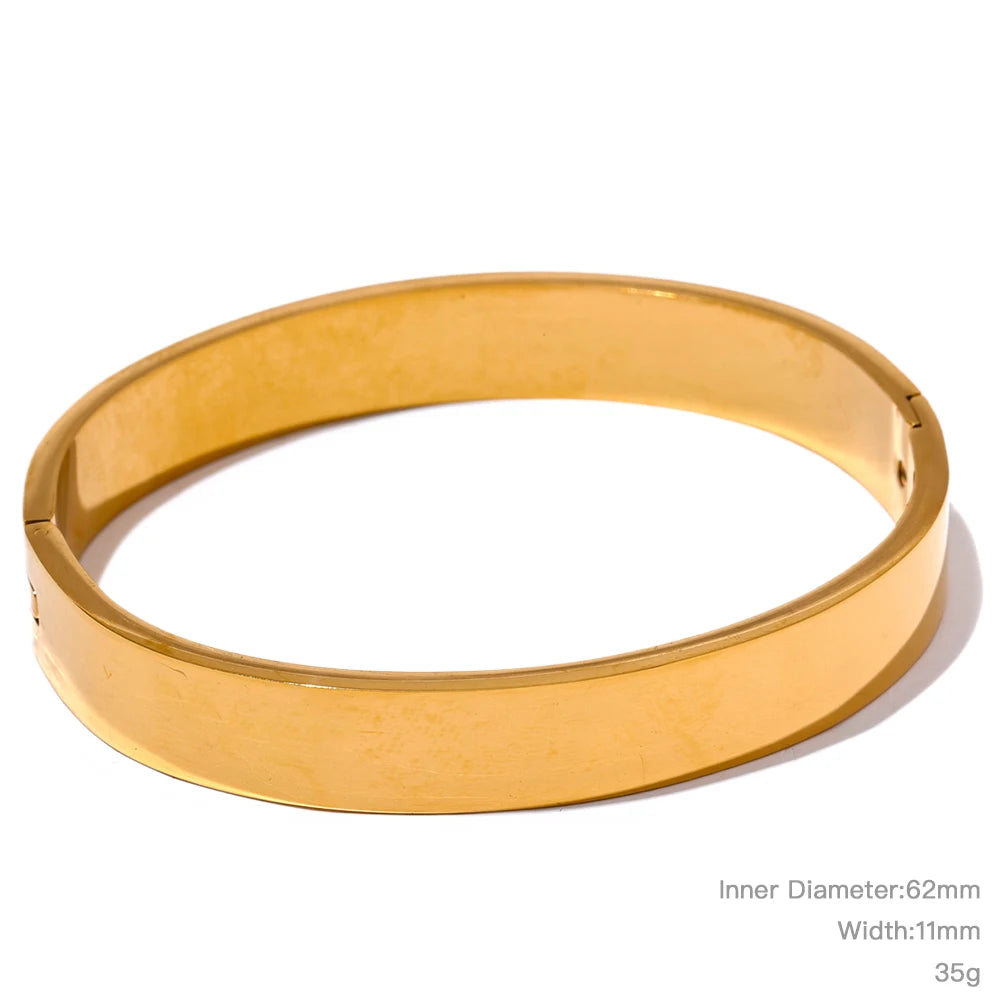 High-Quality Stainless Steel Wide Bangle Bracelet