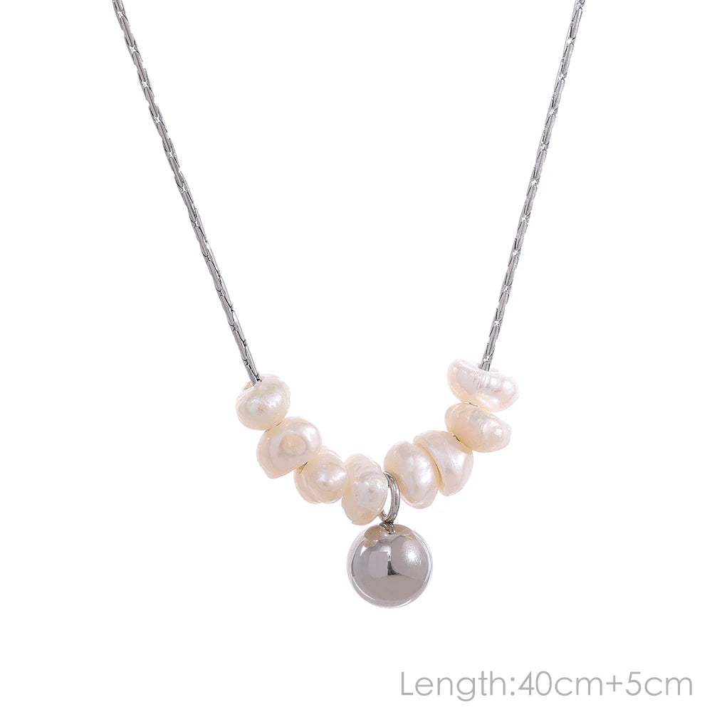 Tarnish-Free Natural Pearl Beads Necklace