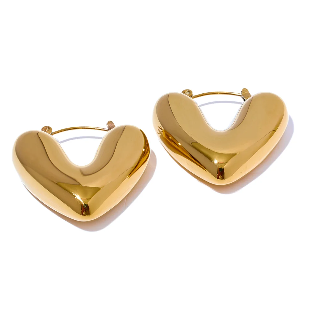 Chunky Heart Hoop Earrings