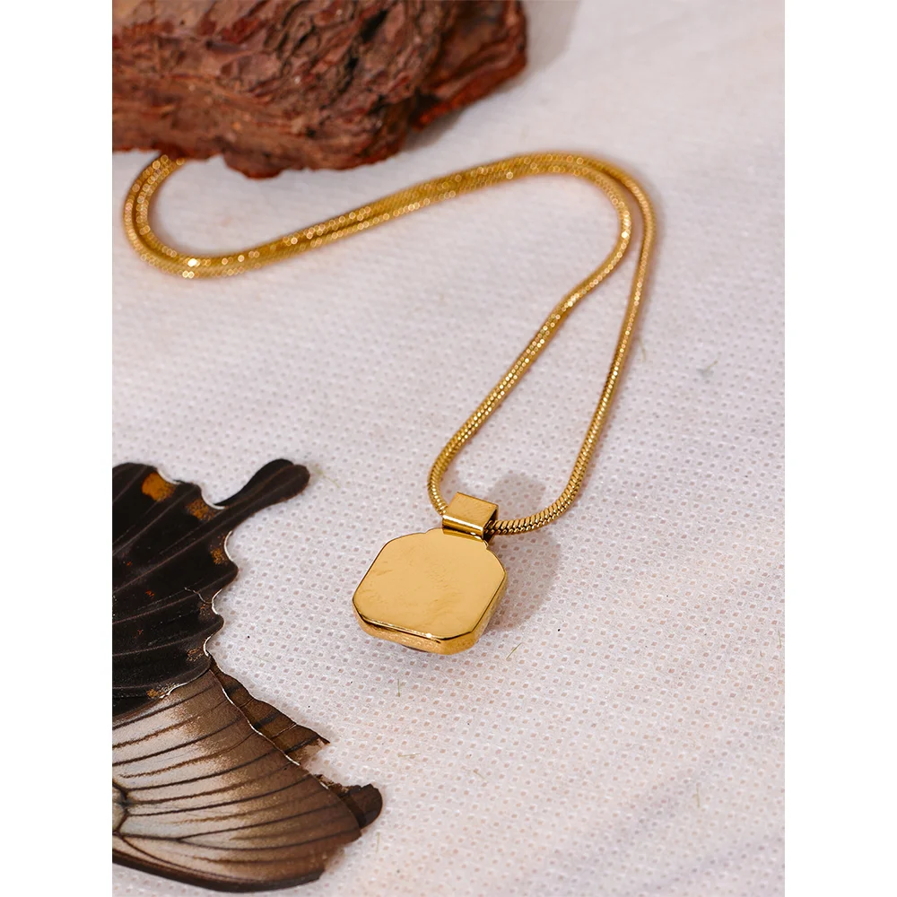 Tiger Stone Square Pendant Necklace