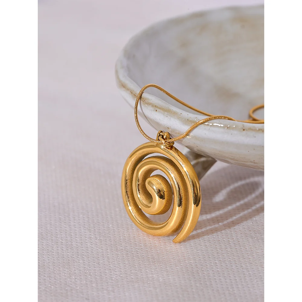 Trendy Stainless Steel Round Circle Pendant Necklace