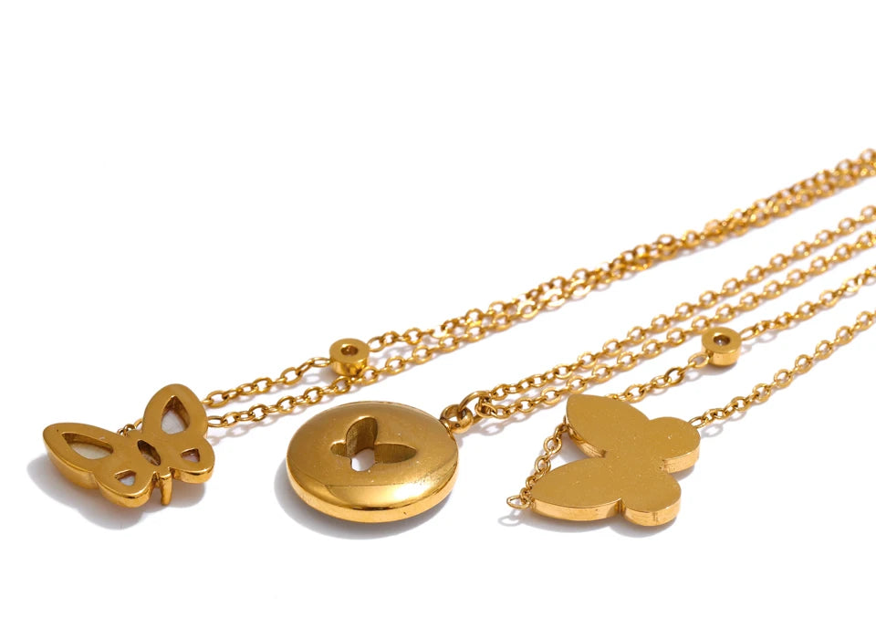 Natural Shell Butterfly Pendant Necklace