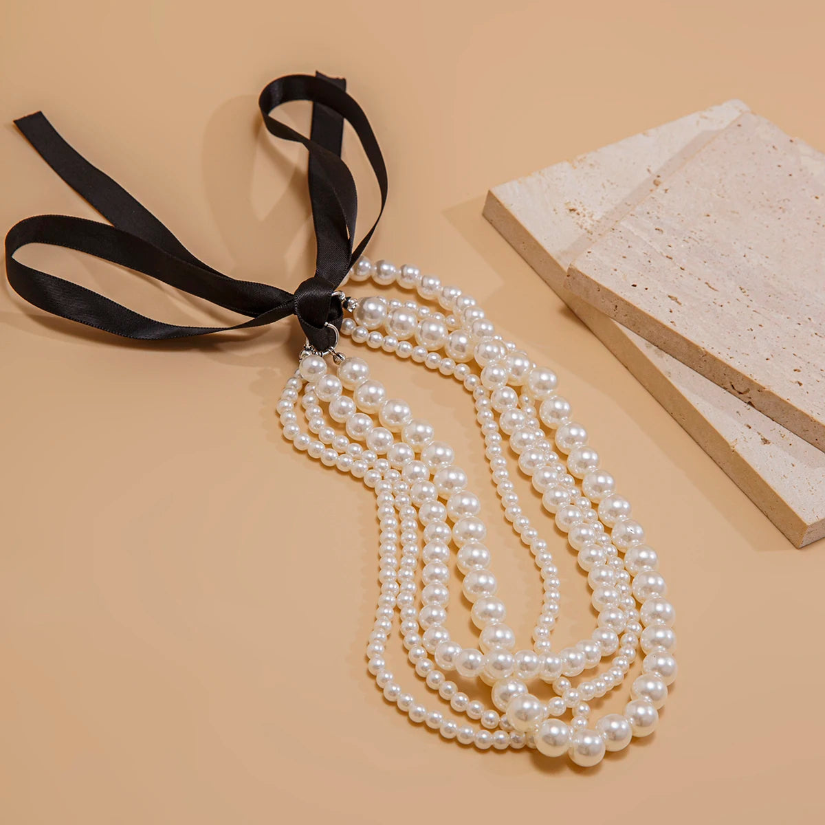 Elegant Multilayer Pearl Chain Necklace