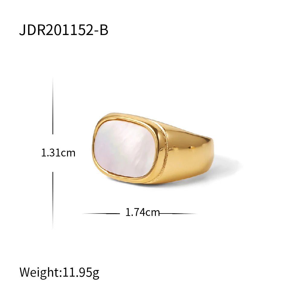 18K Gold Plated Stainless Steel Geometric Fashion Rings