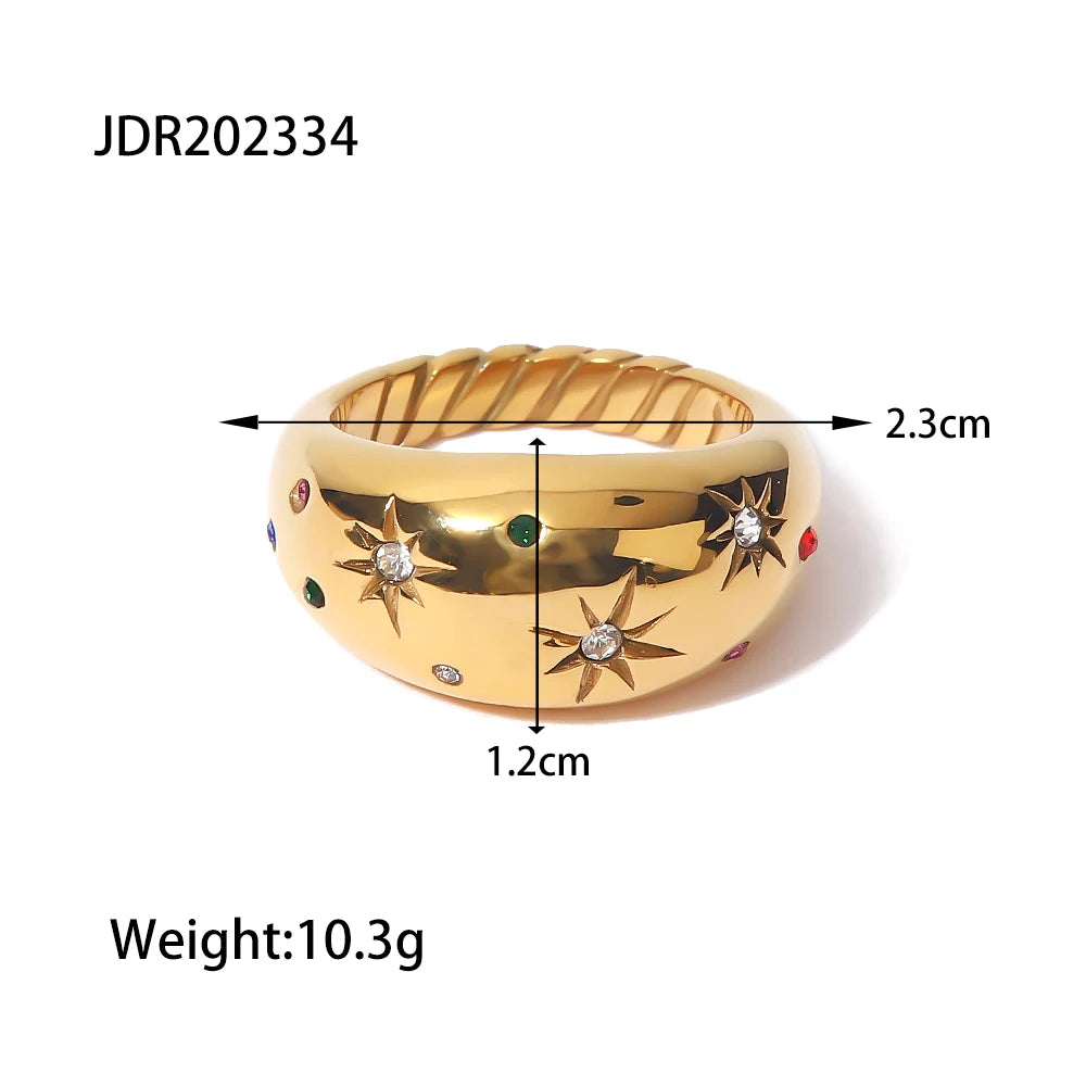 18K Gold Plated Stainless Steel Geometric Fashion Rings