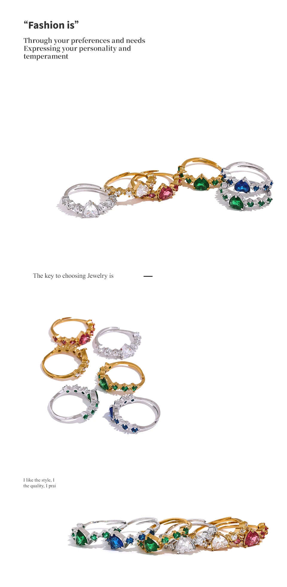 Adjustable CZ Heart Ring