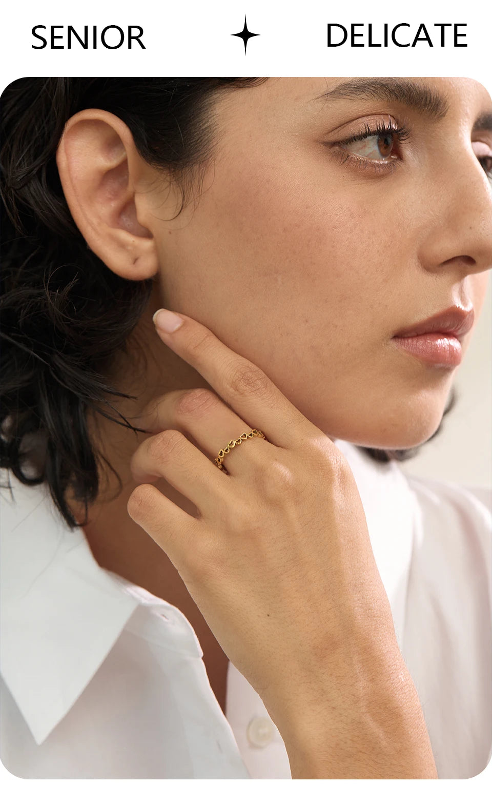 Minimalist Hollow Heart Ring – Gold Stainless Steel