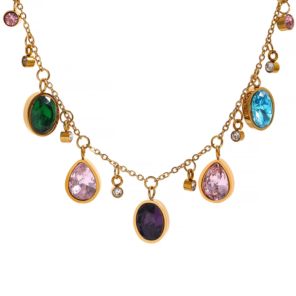 Delicate Elegant Colorful Cubic Zirconia Necklace