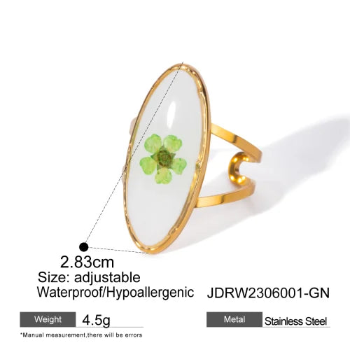 Waterproof Flower Adjustable Opening Rings