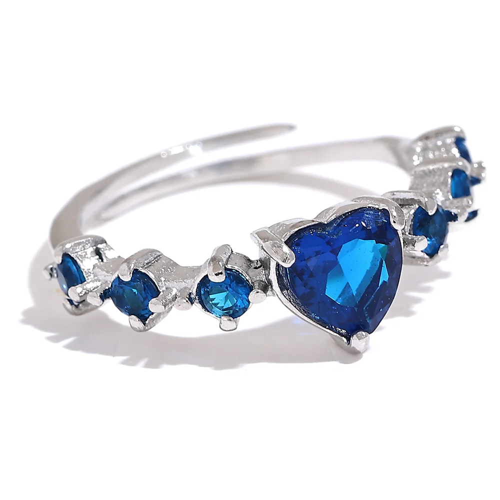 Adjustable CZ Heart Ring