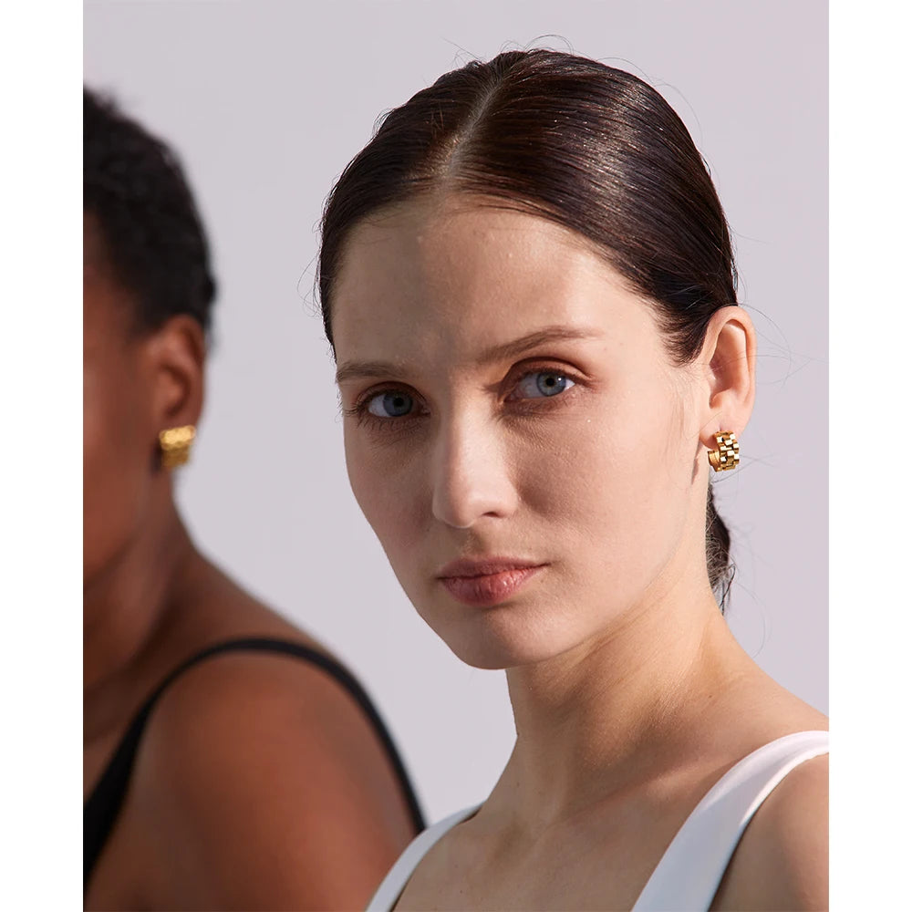 Geometric Texture Hoop Earrings
