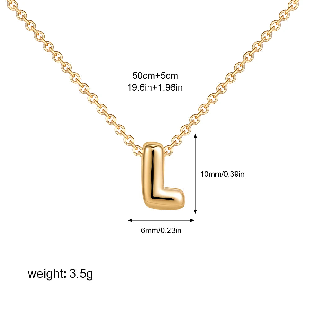 3D Bubble Initial A-Z Alphabet Mini Necklace