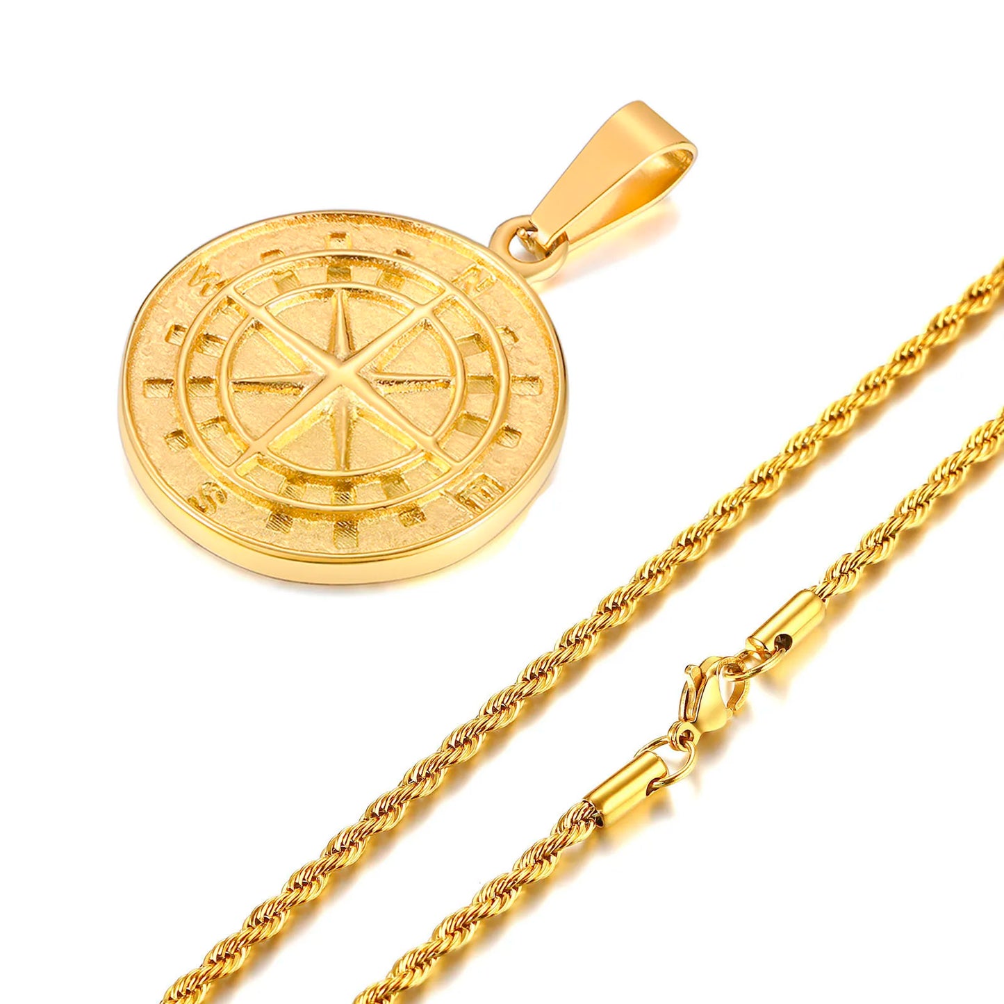 North Star & Anchor Medal Pendant for Men