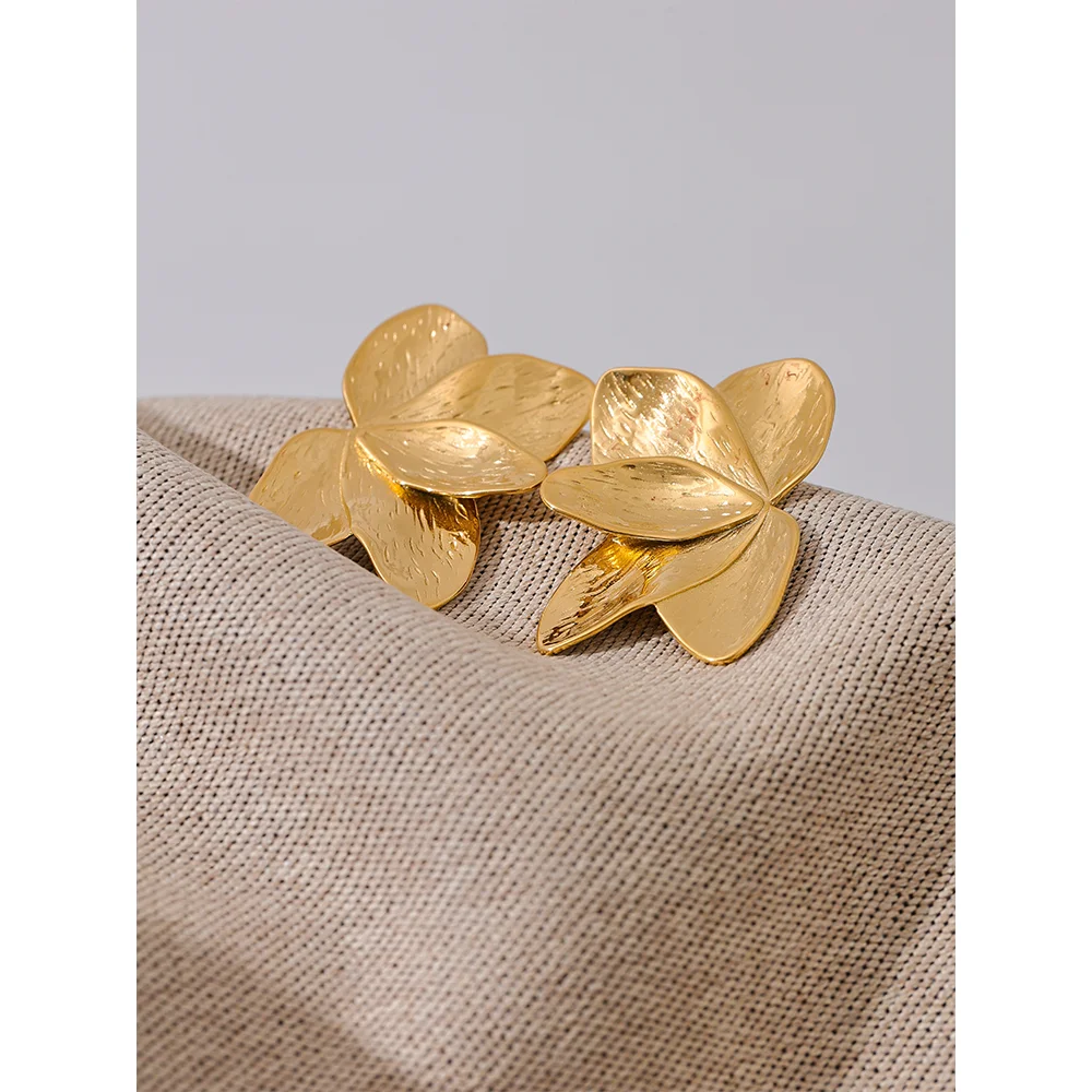 Waterproof 316L Stainless Steel Flower Stud Earrings
