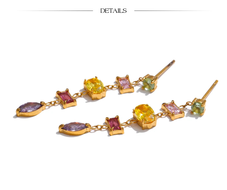Colorful Cubic Zirconia Drop Earrings