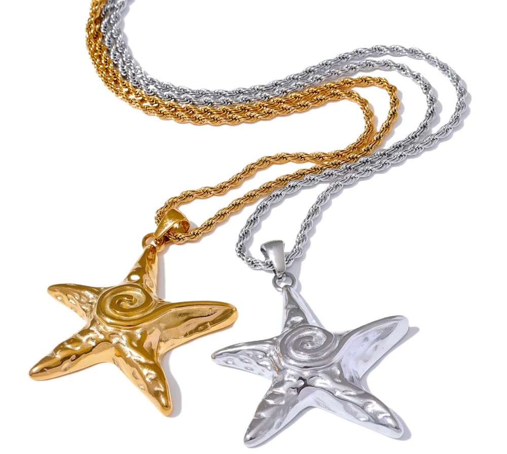 Golden Starfish Pendant Necklace
