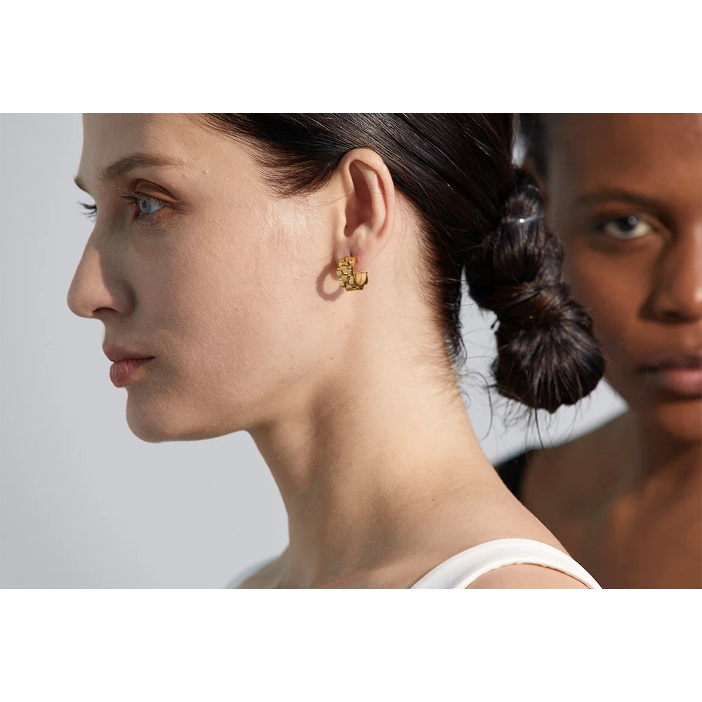Geometric Texture Hoop Earrings