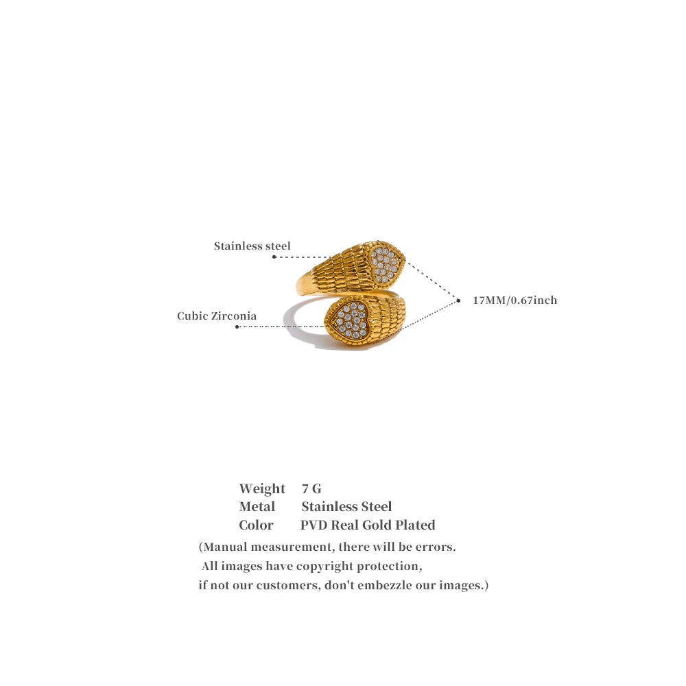Zirconia Heart Snake Ring
