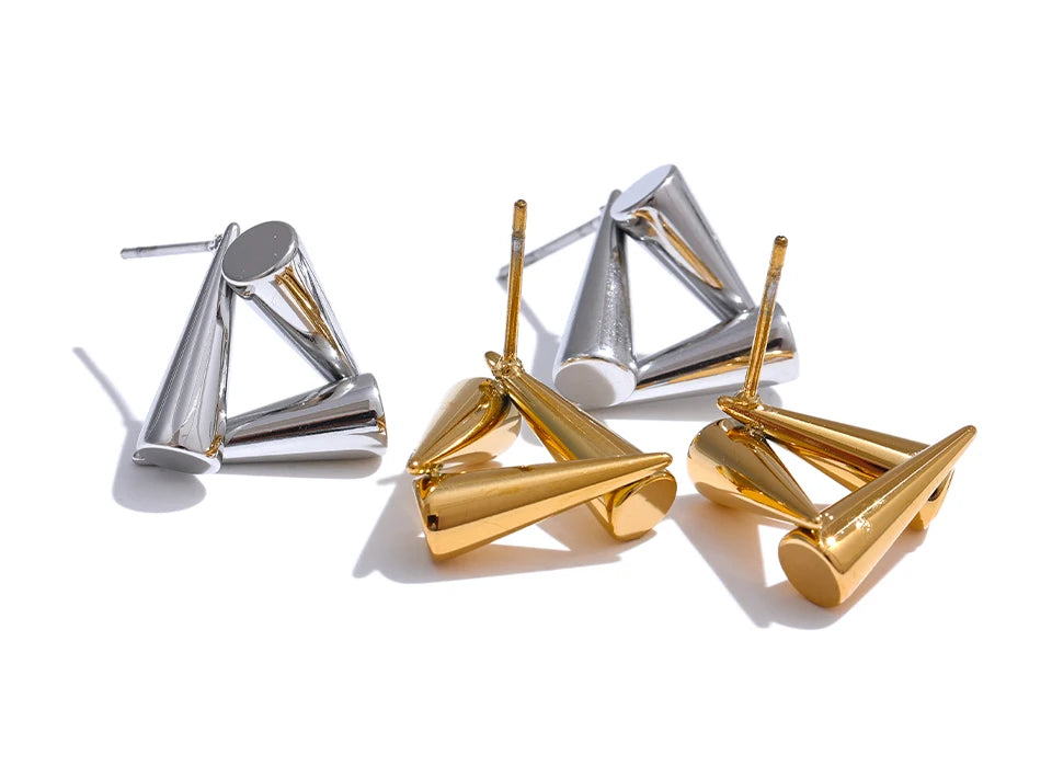 Stainless Steel Triangle Geometric Stud Earrings