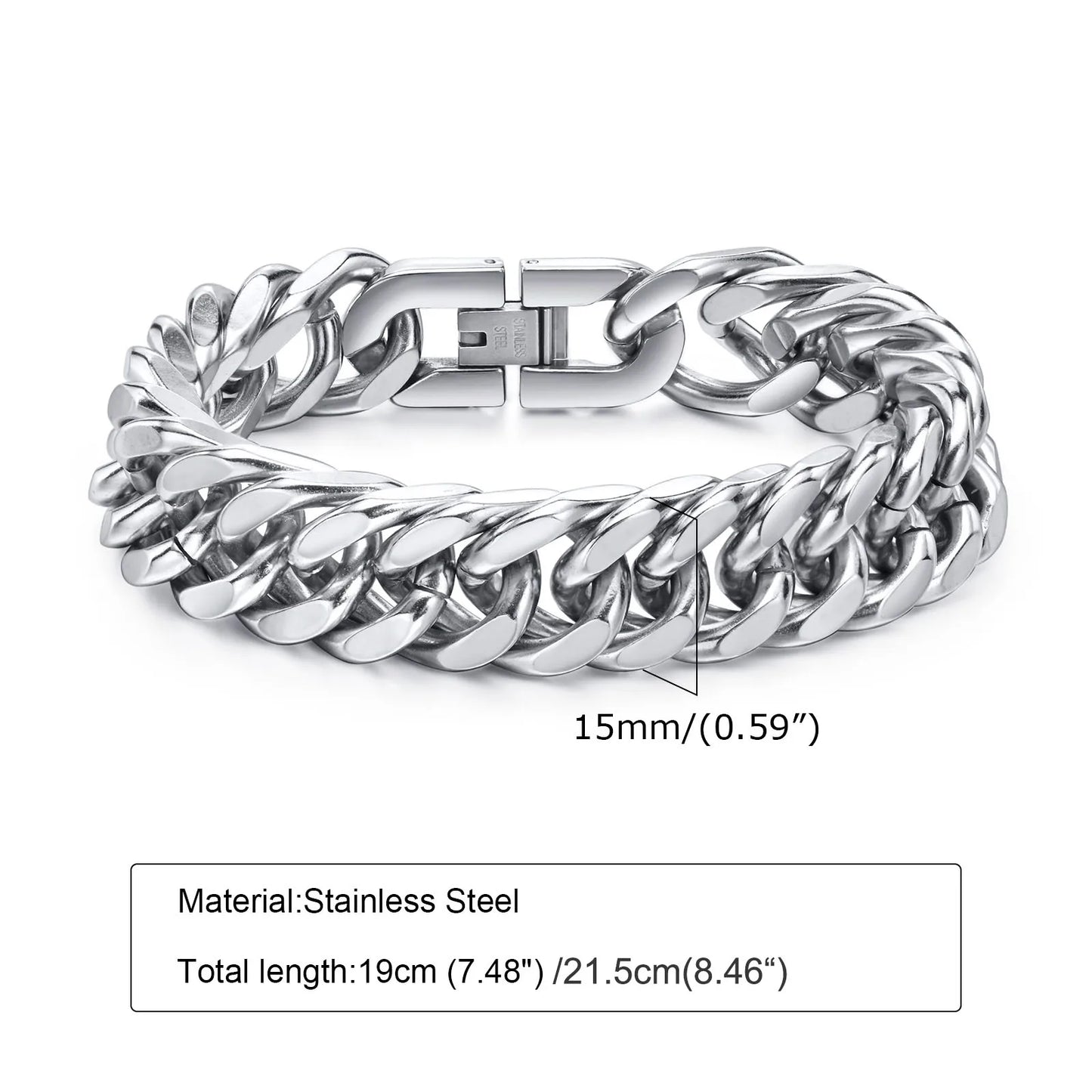 Stainless Steel Cuban Chain Bracelet