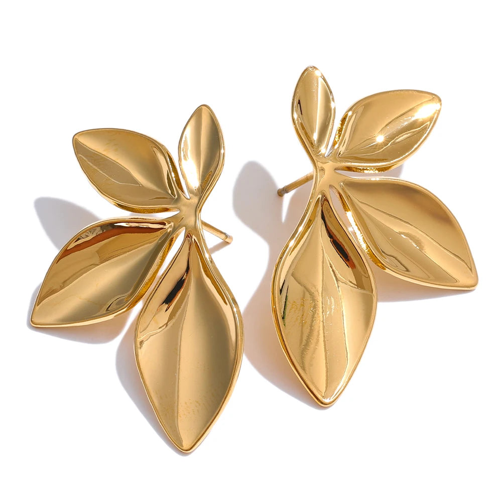 Hypoallergenic & Waterproof Leaves Flower Stud Earrings