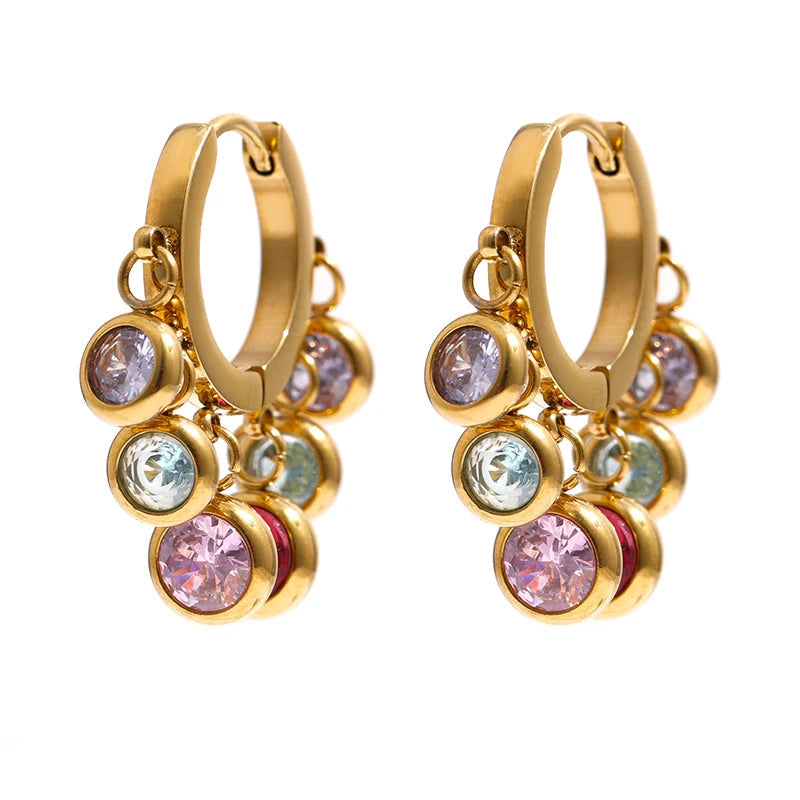 Colorful Cubic Zirconia Hoop Earrings