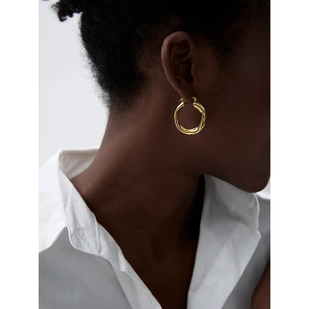 316L Stainless Steel Hollow Hoop Earrings