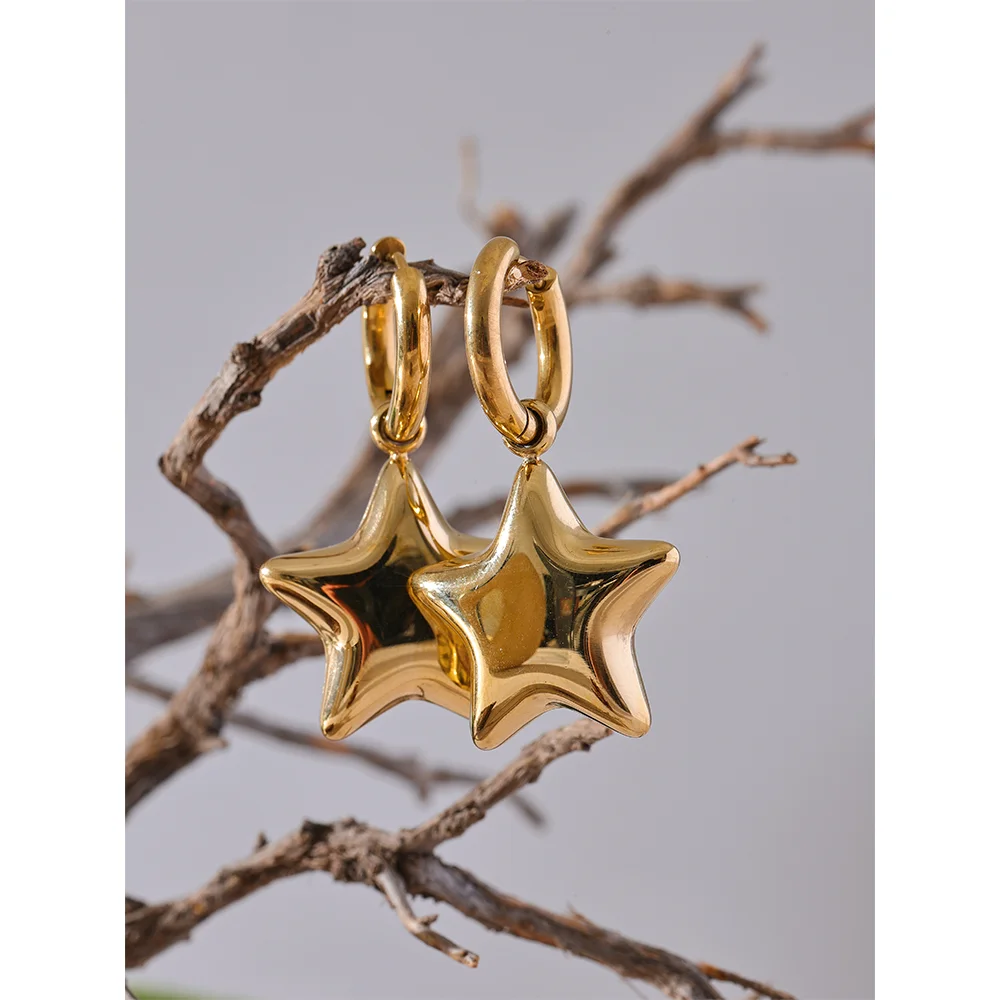 Star Hollow Thick Hoop Earrings