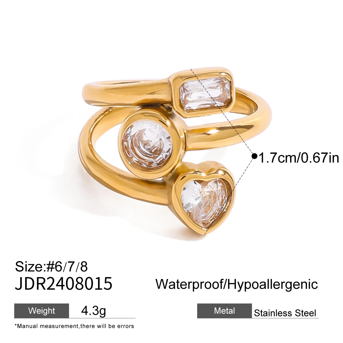 Cubic Zirconia Open-end Rings