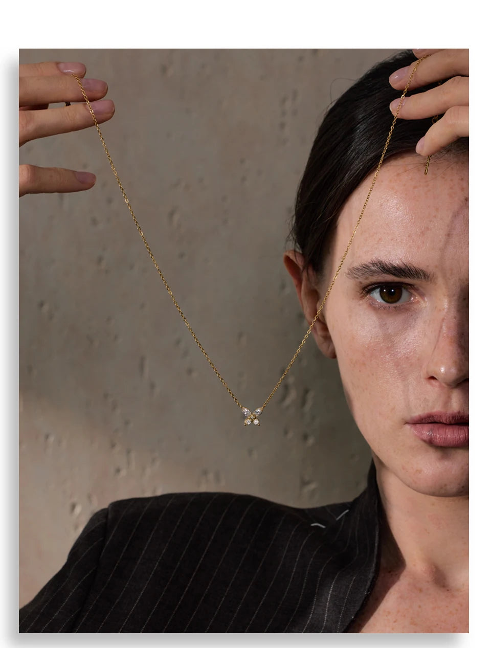 Delicate Bling Cubic Zirconia Butterfly Pendant Necklace