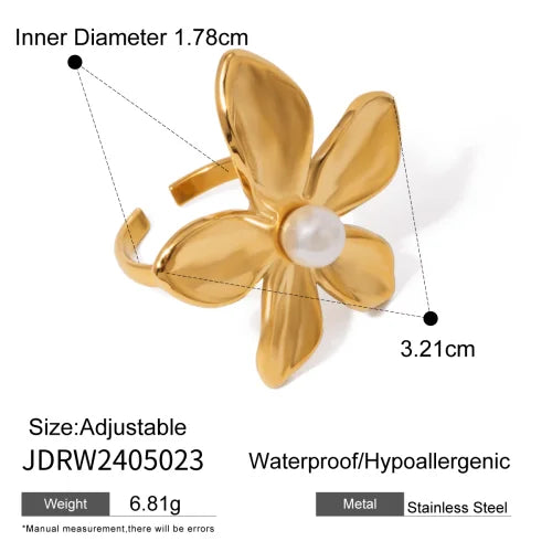 Waterproof Flower Adjustable Opening Rings