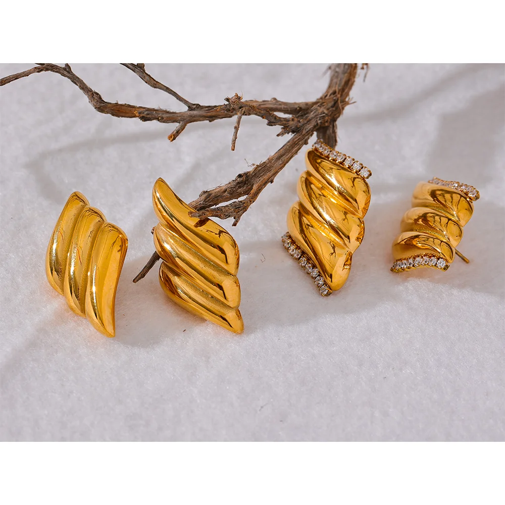 High-Quality Geometric CZ Stud Earrings