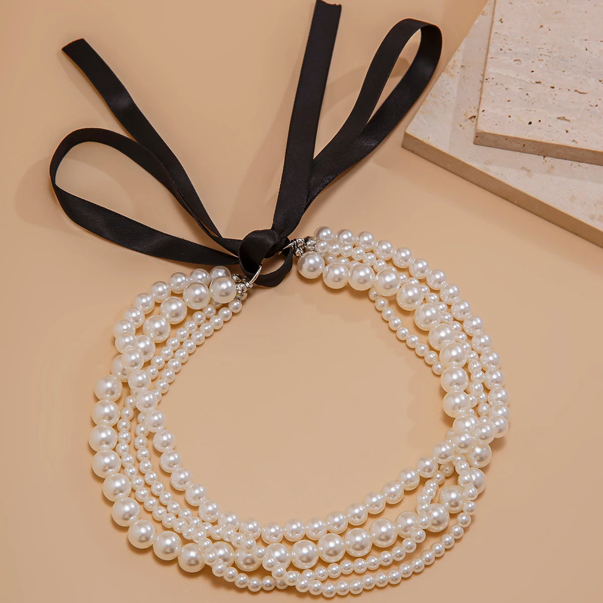 Elegant Multilayer Pearl Chain Necklace