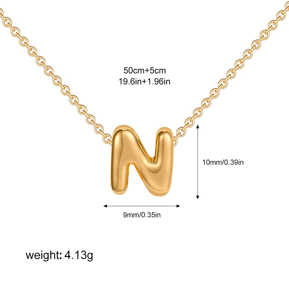 3D Bubble Initial A-Z Alphabet Mini Necklace