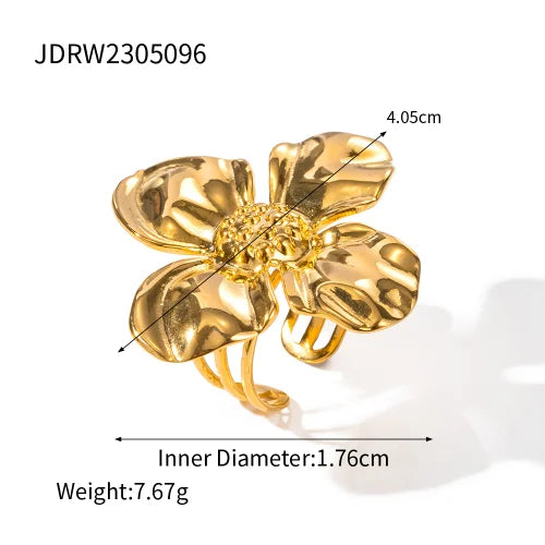 Waterproof Flower Adjustable Opening Rings
