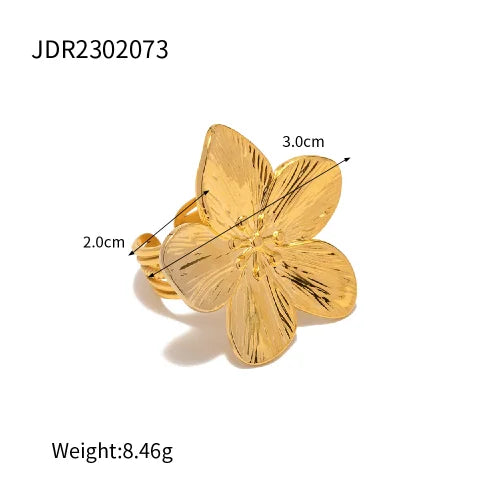 Waterproof Flower Adjustable Opening Rings