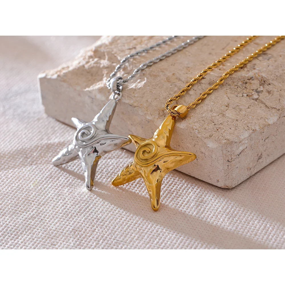 Golden Starfish Pendant Necklace