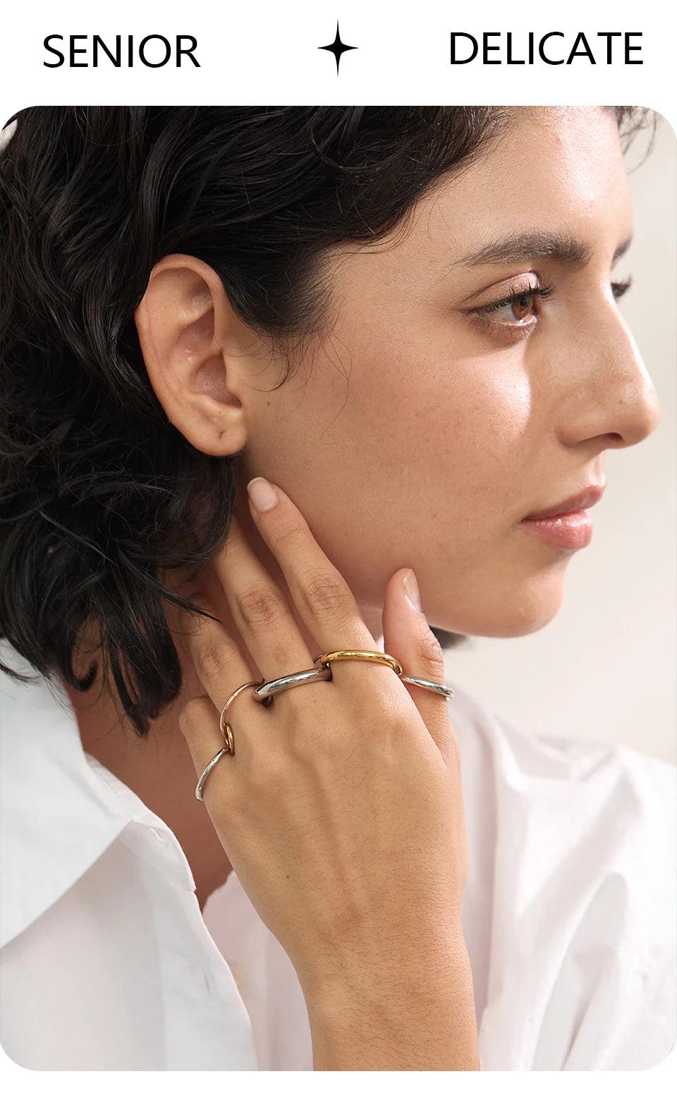 Stainless Steel 3 Colors 5 Links Stacked Rings