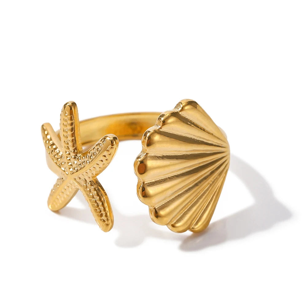 Geometric Wide Stainless Steel Rings