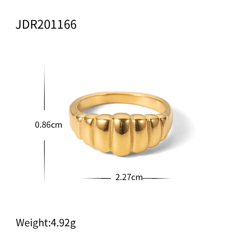 18K Gold Plated Stainless Steel Geometric Fashion Rings