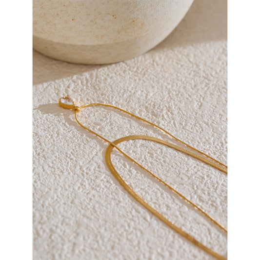 Double Layer Snake Chain Zircon Necklace