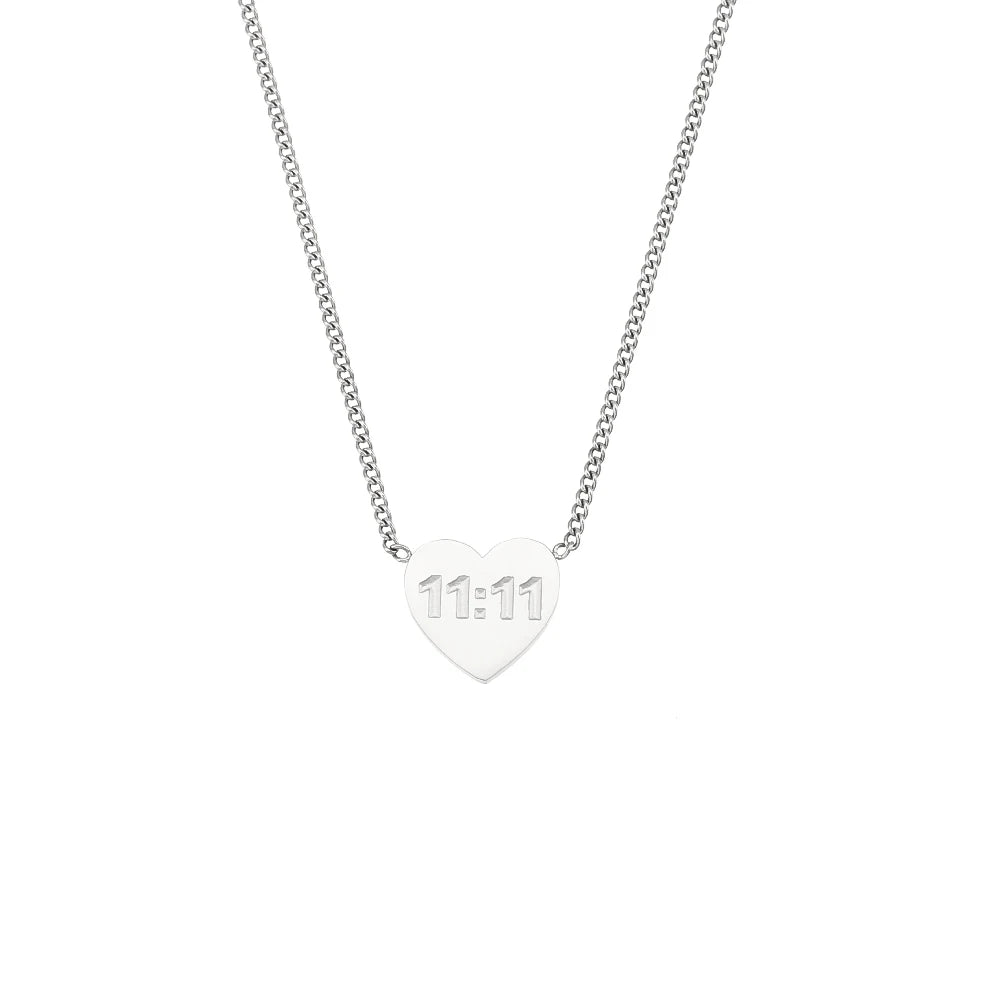 11:11 Lucky Angel Number Heart Shape Necklace