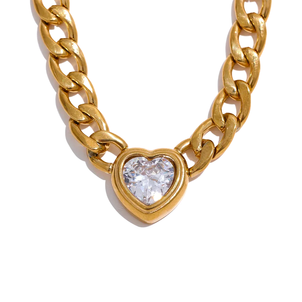 Heart Bling Zirconia Pendant Necklace
