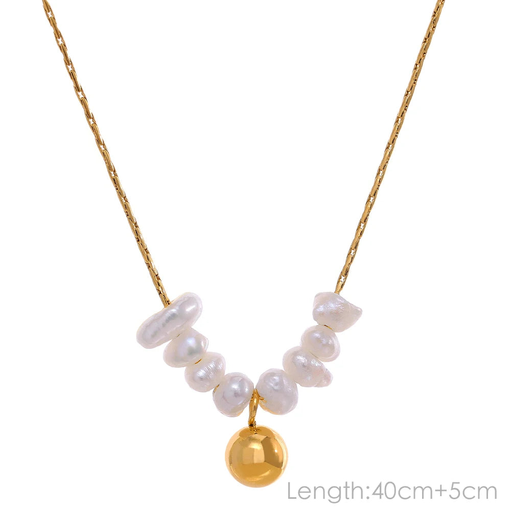 Tarnish-Free Natural Pearl Beads Necklace