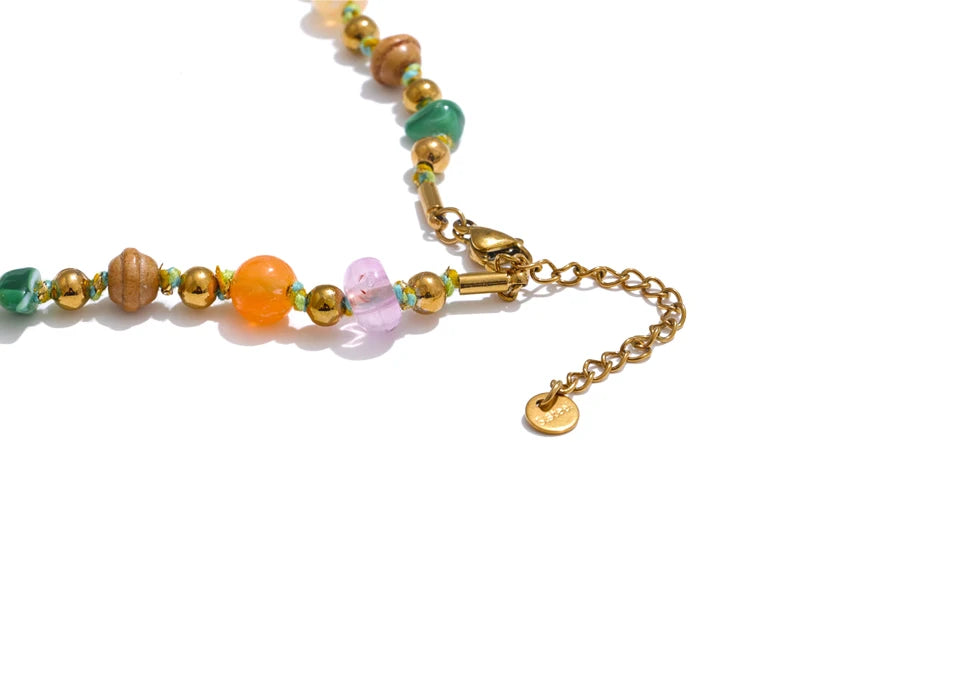 Handmade Colorful Natural Stone Drop Necklace